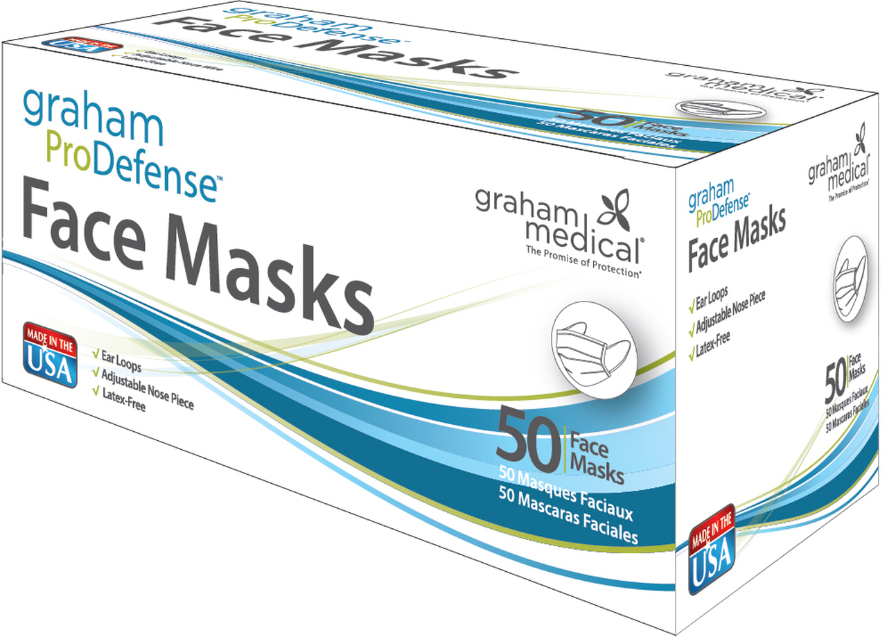 87529 Graham Medical® ProDefense Level 2 Blue 3-Ply Ear Loop Masks